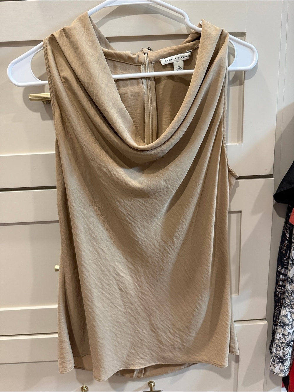 Banana Republic Sleeveless Cowl Neck Sweater Tank - Beige